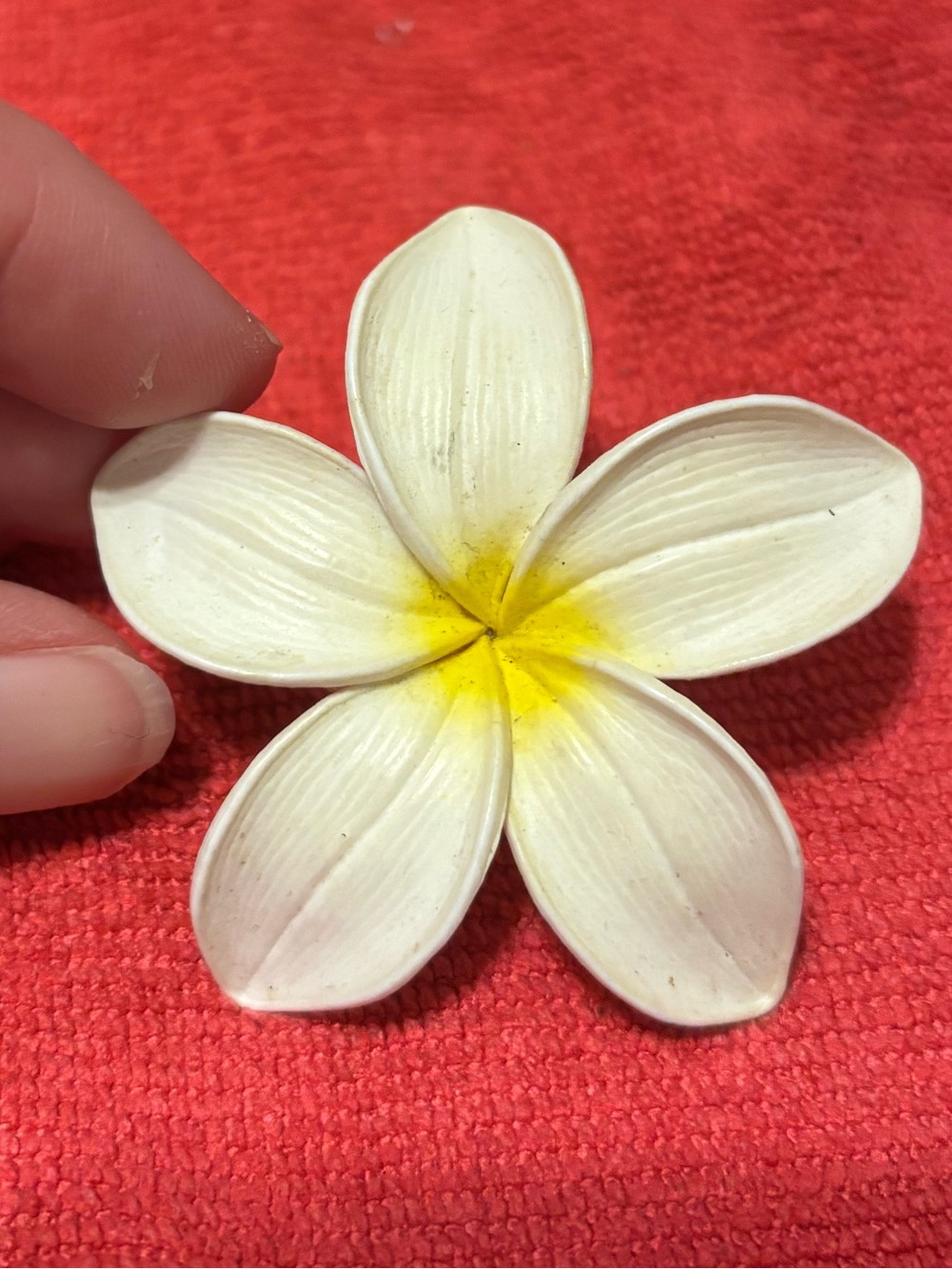 Vintage White and Yellow Plumeria Decorative Flower brooch pin